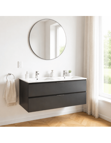 Mueble lavabo doble suspendido grafito Karma