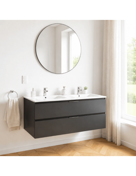 Mueble lavabo doble suspendido grafito Karma