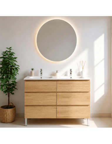Mueble lavabo doble madera nebraska natural Nepal