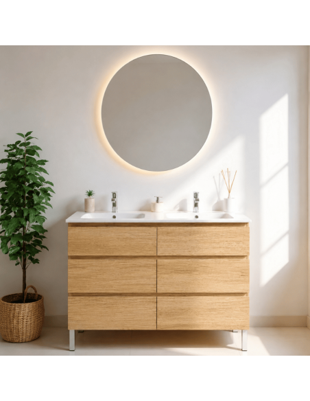 Mueble lavabo doble madera nebraska natural Nepal