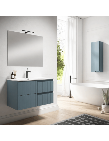 Mueble baño azul suspendido Clair
