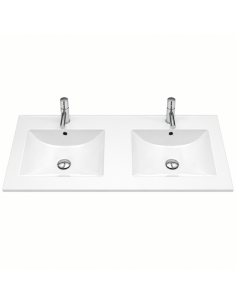 Lavabo doble seno cerámico brillo 121x46 cm