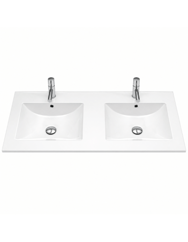 Lavabo doble seno cerámico brillo 121x46 cm