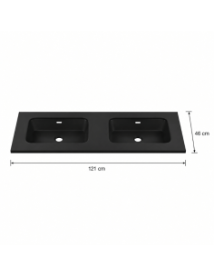 Lavabo doble seno negro 121x46 cm Etna 2