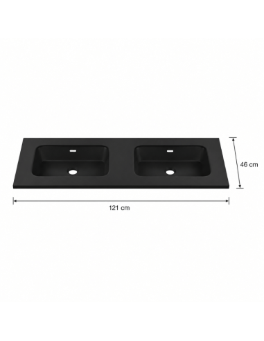 Lavabo doble seno negro 121x46 cm Etna (Medidas)