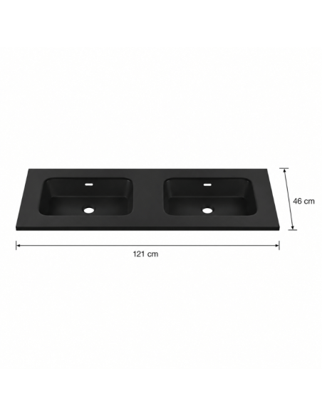 Lavabo doble seno negro 121x46 cm Etna (Medidas)