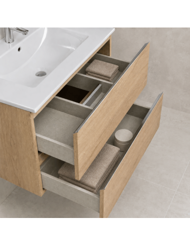 Mueble baño suspendido 70 cm Inglet bambú (Interior)