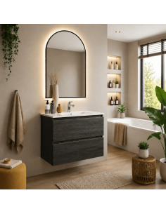 Mueble baño suspendido 80 cm Inglet bambú 2