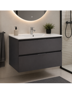 Mueble de baño suspendido blanco o grafito · Pereda