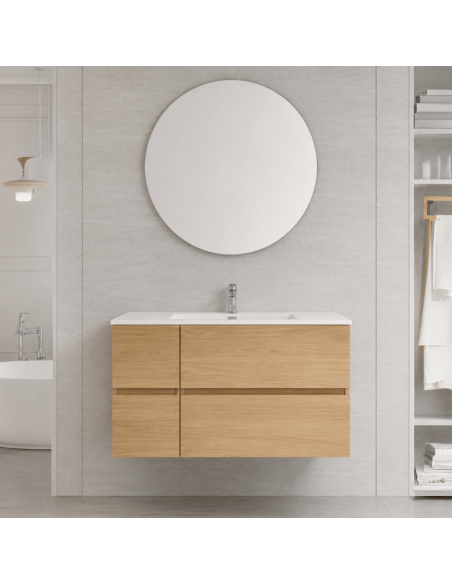 Mueble baño suspendido roble Vega