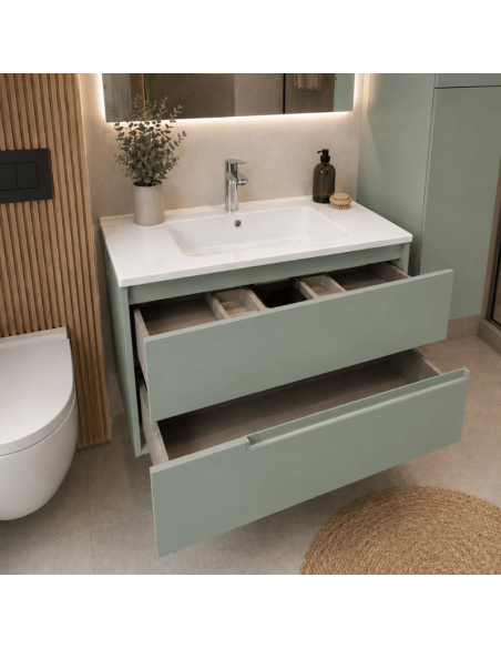 Mueble baño verde Unik Victoria-N ROCA (Interior)