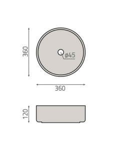 Lavabo sobre encimera redondo Ø36 cm Travertino 2
