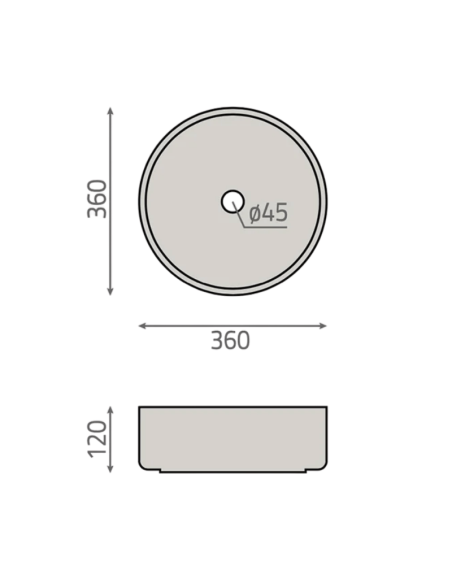 Lavabo sobre encimera redondo Ø36 cm Travertino (Medidas)
