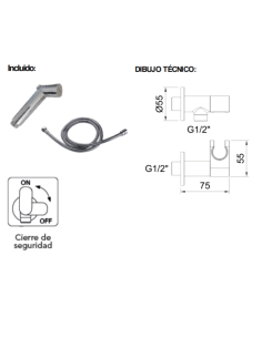 Ducha higiénica 1 agua doble salida Sahara CLEVER cromado 2