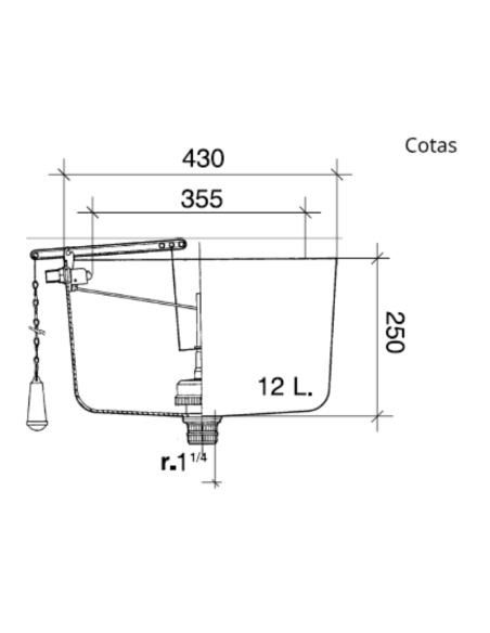 Cisterna alta completa 12 litros S-47 Jimten (Medidas)