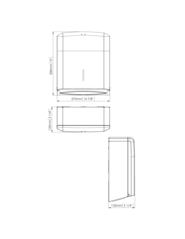 Medidas Dispensador de papel de manos blanco C/Z MEDICLINICS