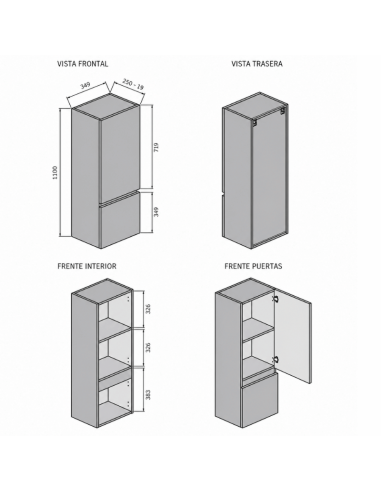 Medidas Columna de baño 35 cm Montreal