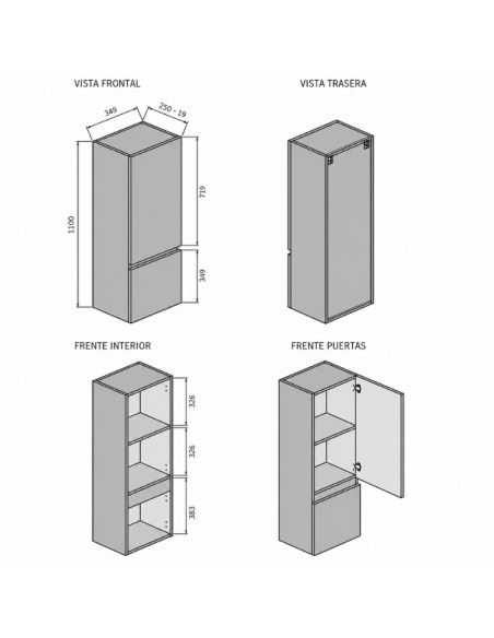 Medidas Columna de baño 35 cm Montreal