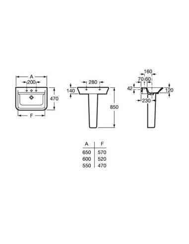 Pedestal THE GAP blanco. Medidas