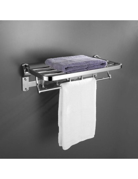 Soporte toallas abatible con perchas cromo OXEN. Ambiente