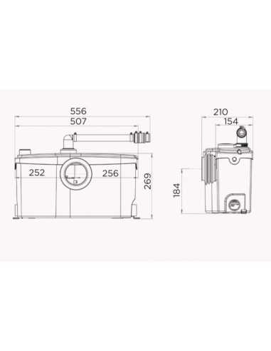 Triturador SFA Sanibest Pro. Medidas