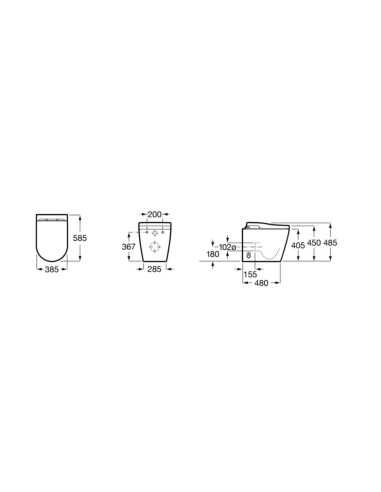 In-Wash Inspira con In-Tank de ROCA. Medidas