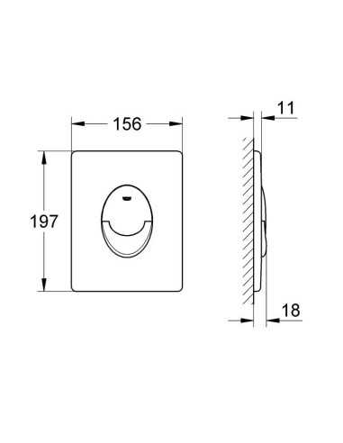 Pulsador WC SKATE AIR de GROHE. Medidas