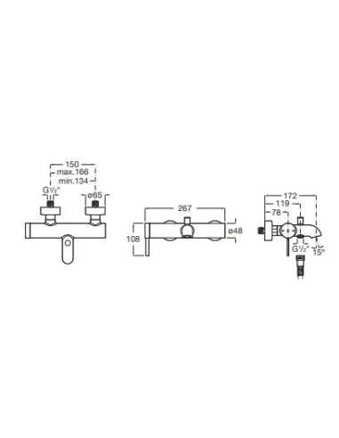 Grifo de Baño-Ducha ONA de ROCA Negro. Medidas