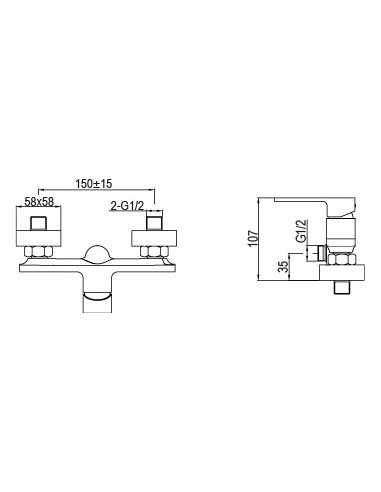 Grifo de ducha BOLD cromo. Medidas