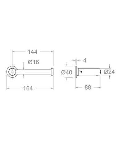 Portarrollos baño sin tapa en Oro Cepillado. Medidas