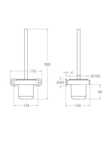 Escobilllero baño Oro Cepillado. Medidas