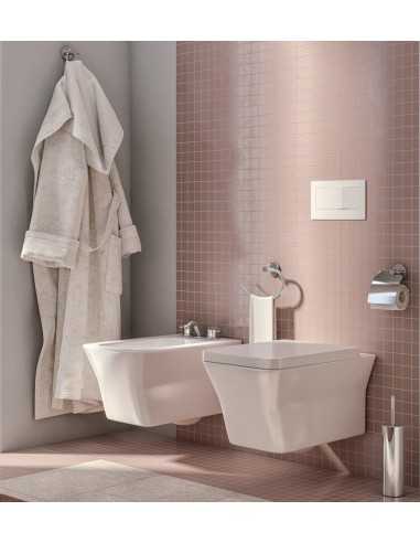 Portarrollos baño con tapa FELCE en Cromo. Ambiente