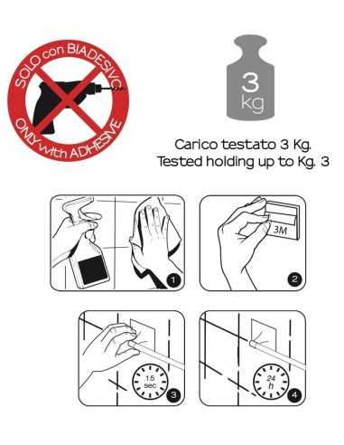 Portarrollos baño WIZARD adhesivo. Instrucciones