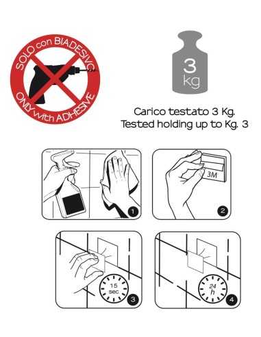 Percha baño adhesiva WIZARD. Instrucciones