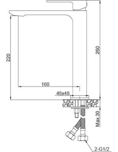 Grifo de lavabo alto BOLD TRES (Medidas)