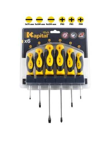 Juego 6 destornilladores KAPITAL. Estuche