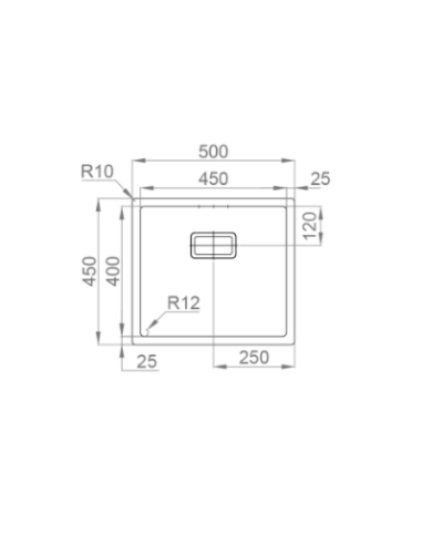 Fregadero acero RODI BOX LUX 45x40. Medidas